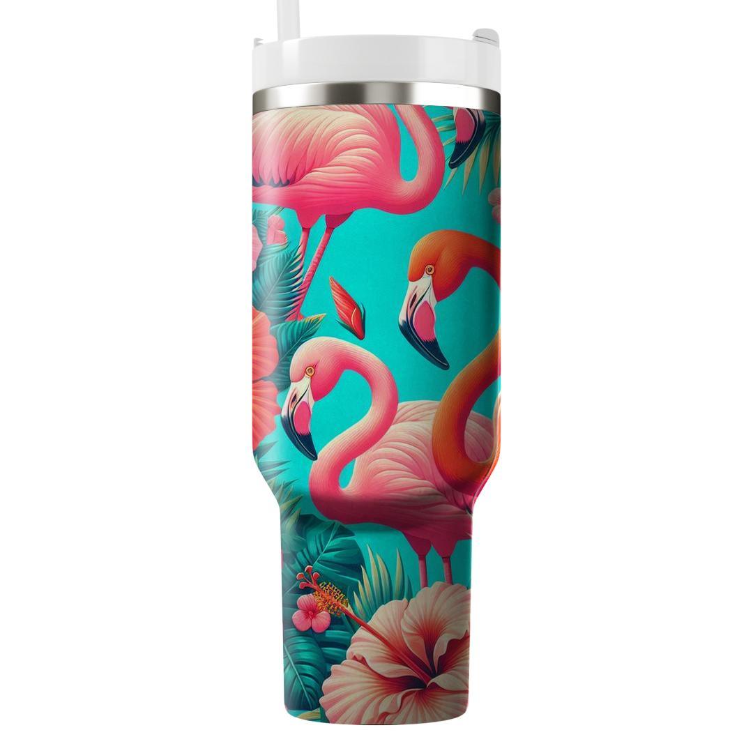 Tropical Flamingo Hibiscus  Insulated Tumblers