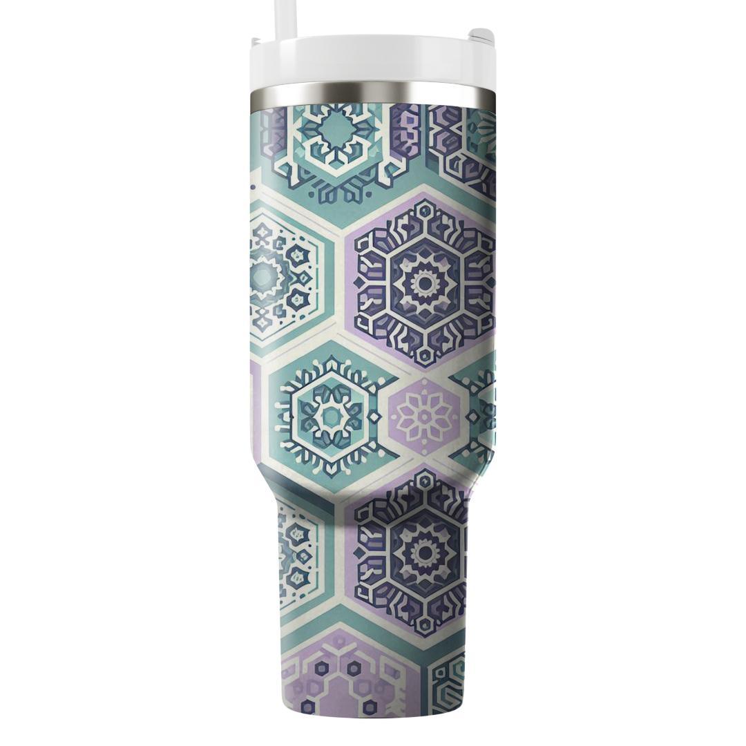Hexagonal Floral Bliss  Tumblers With Lids