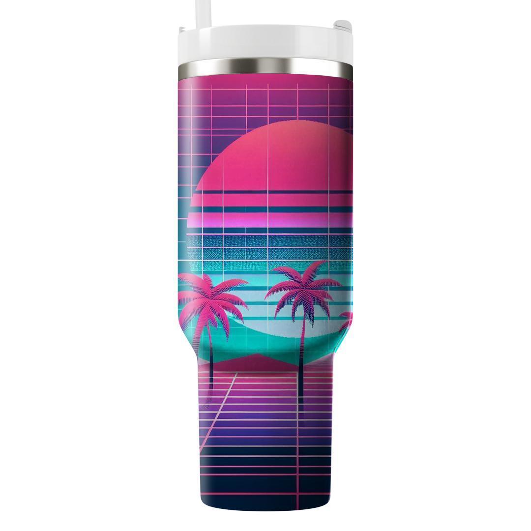 Retro Synthwave Oasis  Personalized Tumblers