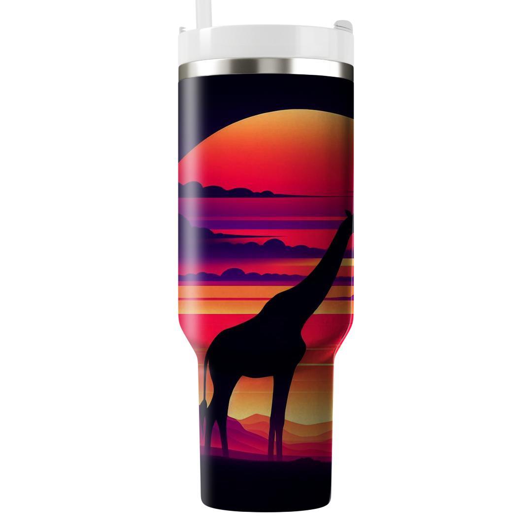 Charming Giraffe Silhouette  Tumblers With Lids