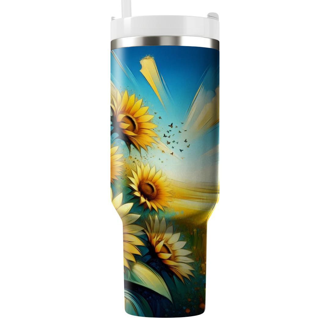 Golden Sunflower Rays  Unique Tumblers