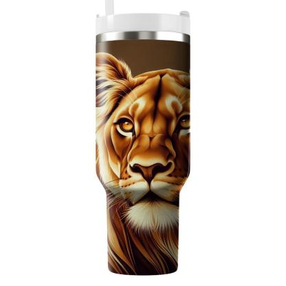 Fierce Lioness Gaze  Travel Tumblers