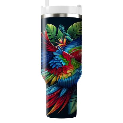 Vibrant Macaw Dance  Travel Tumblers