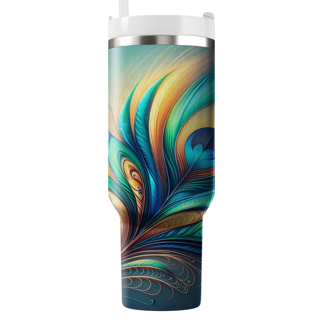 Abstract Peacock Feather  Travel Tumblers