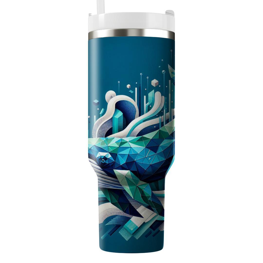 Funky Geometric Whale  Travel Tumblers