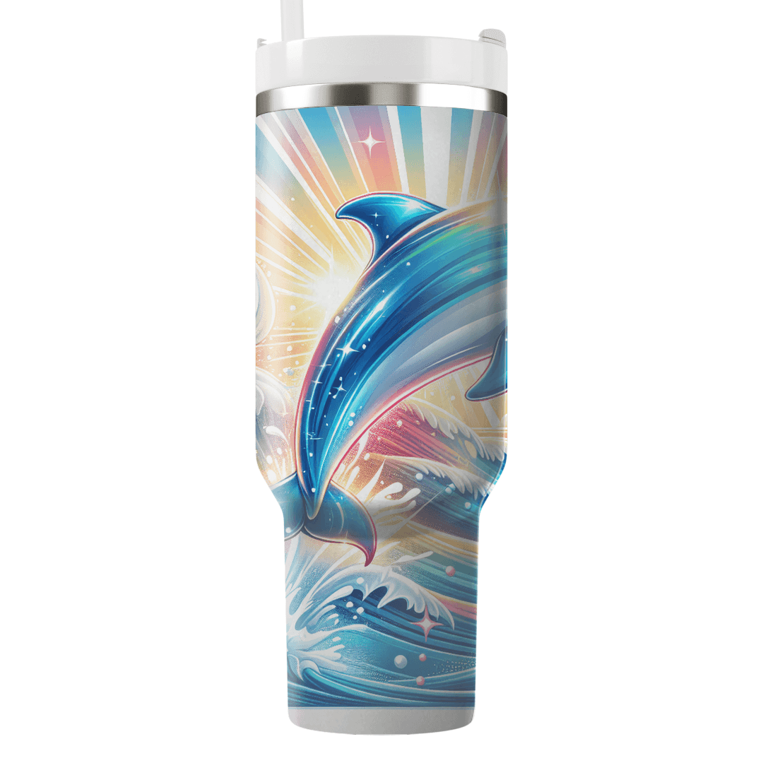 Playful Dolphin Splash  Tumblers With Lids