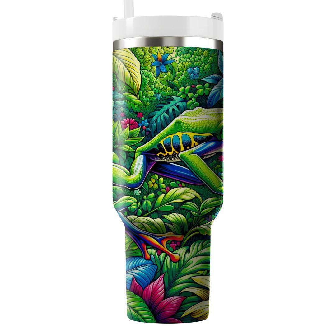 Vibrant Frog Jungle  Travel Tumblers