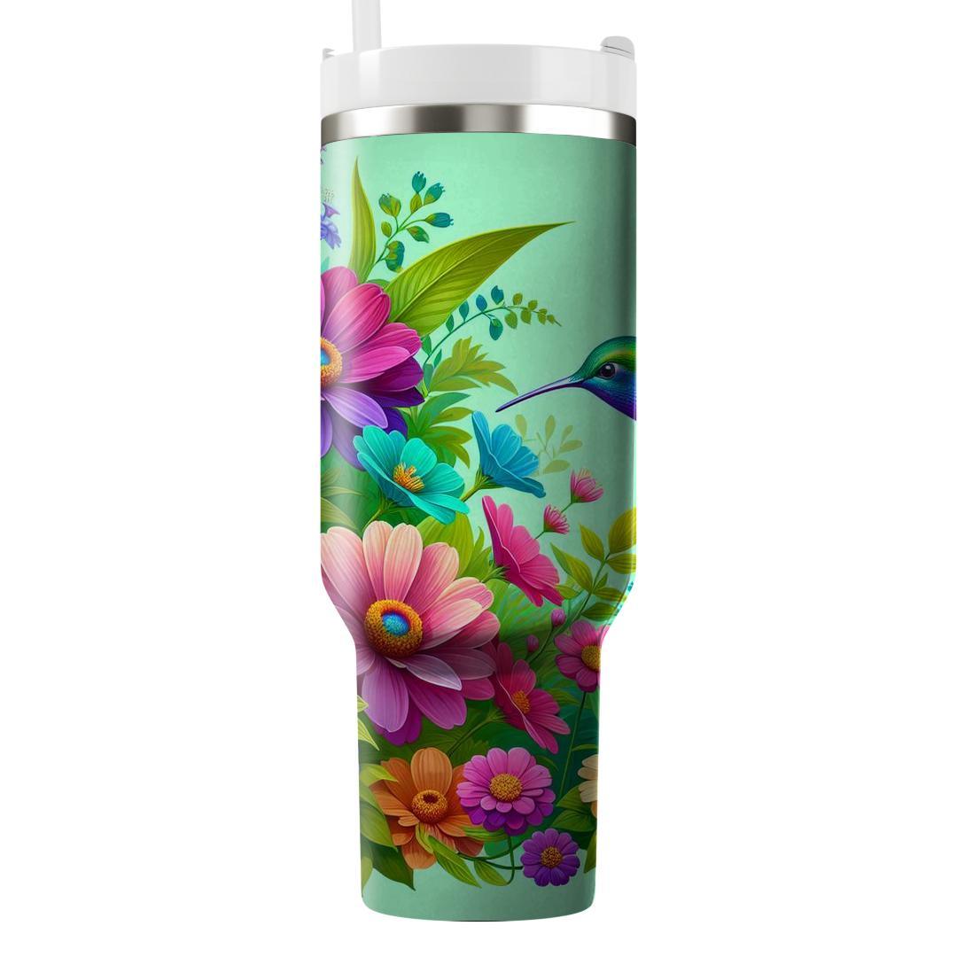 Colorful Garden Hummingbird  Tumblers With Lids