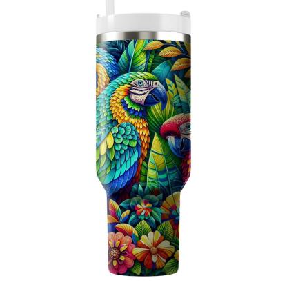 Whimsical Parrot Party  Tumblers With Lids