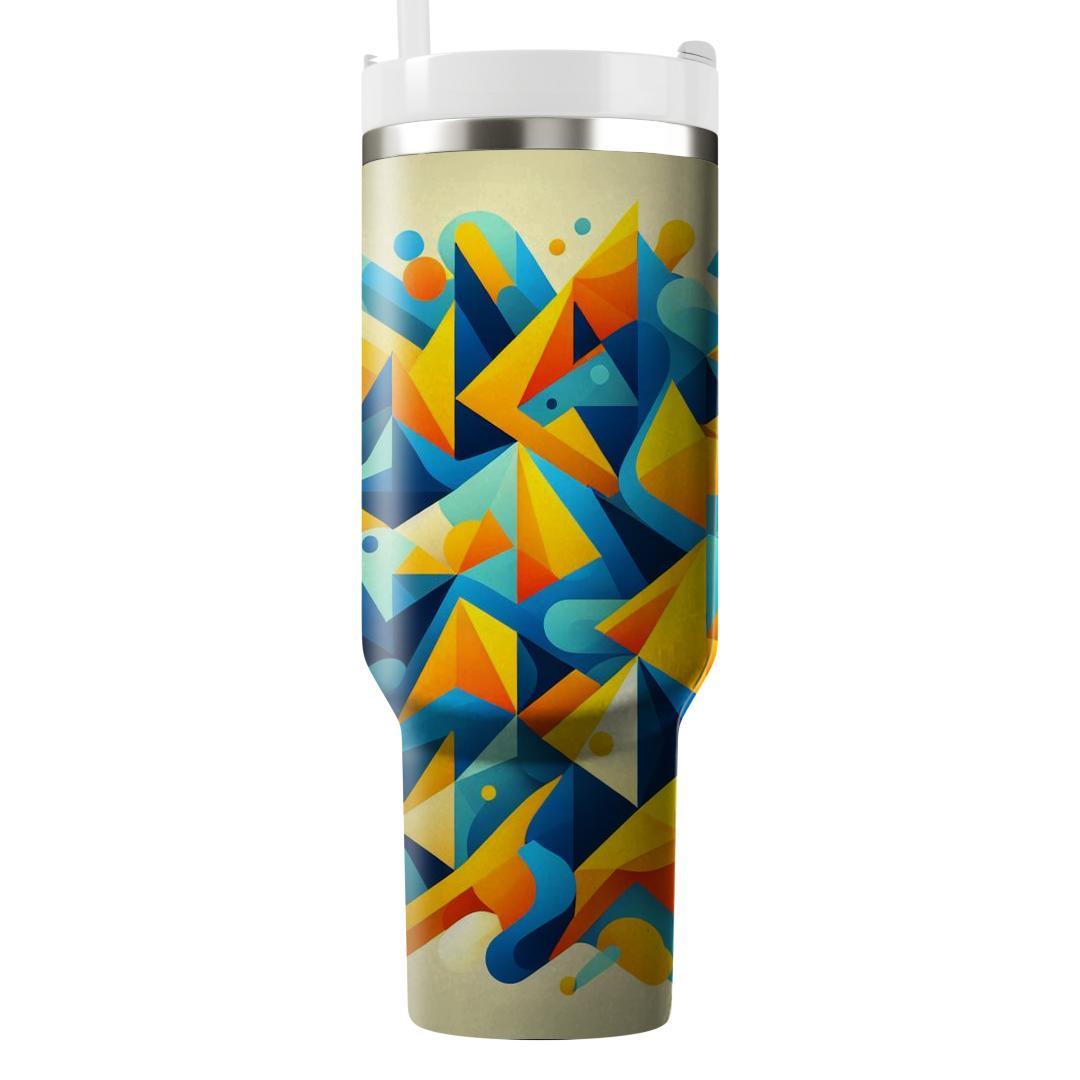 Abstract Triangles Dance  Tumblers With Lids