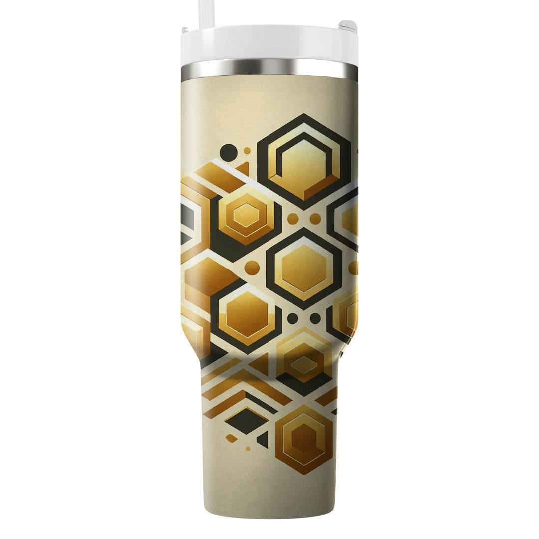 Abstract Hexagons In Golden  Tumblers For Gifts