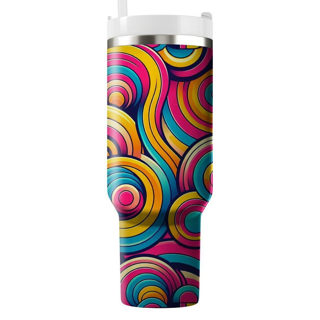 Electric Retro Circles  Travel Tumblers