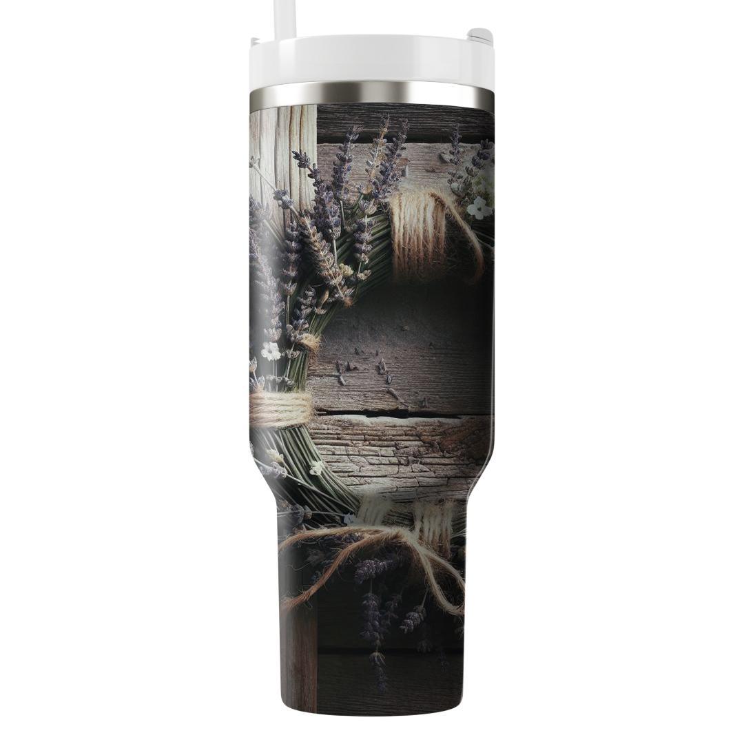 Rustic Lavender Wreath  Unique Tumblers