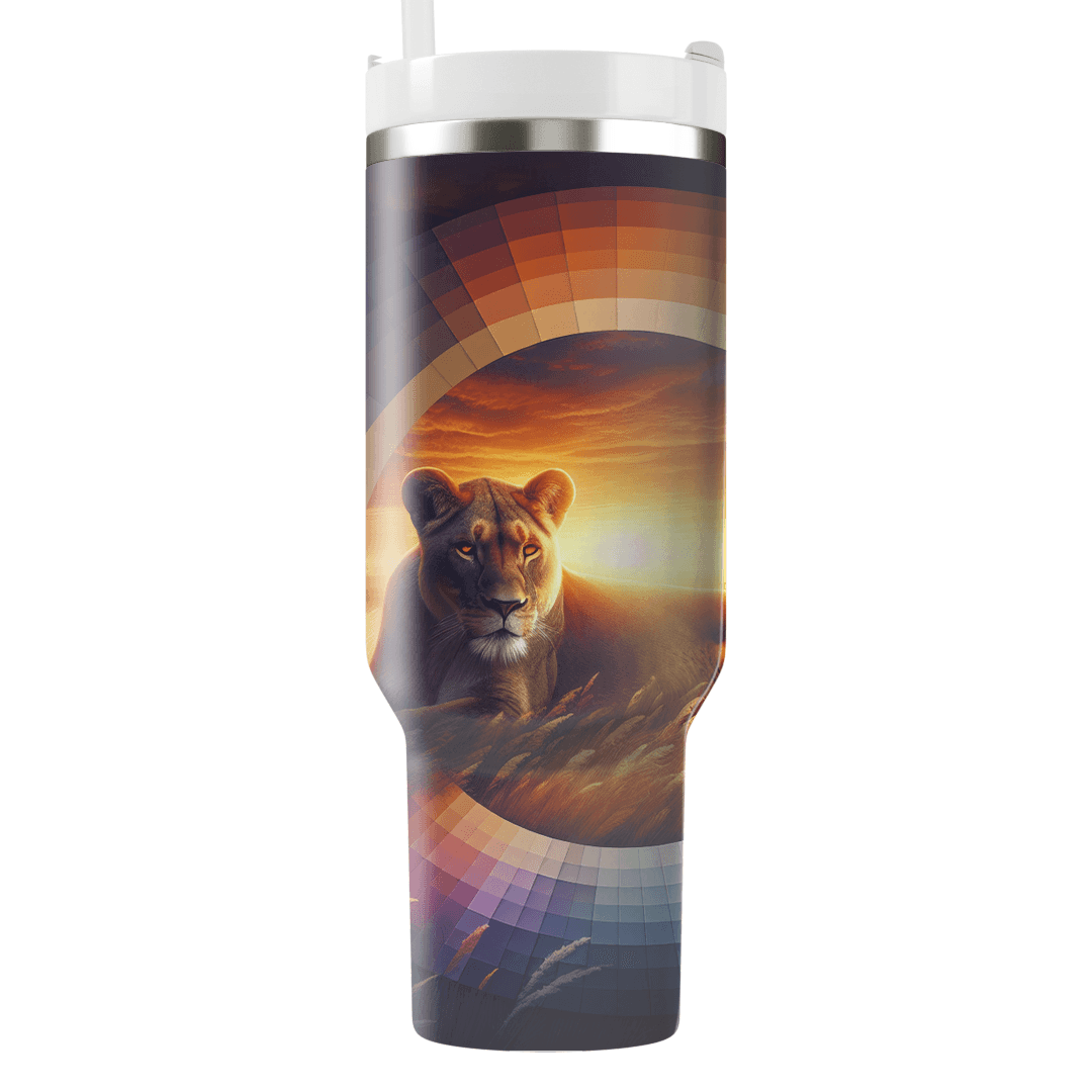 Fierce Lioness Sunset  Personalized Tumblers