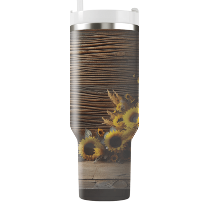 Rustic Sunflower Haven  Tumblers With Lids
