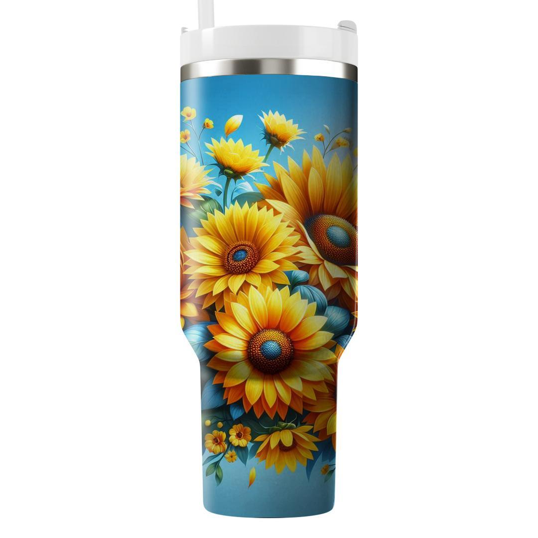 Sunny Sunflower Blooms  Unique Tumblers