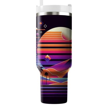 Vivid 80s Synthwave  Personalized Tumblers