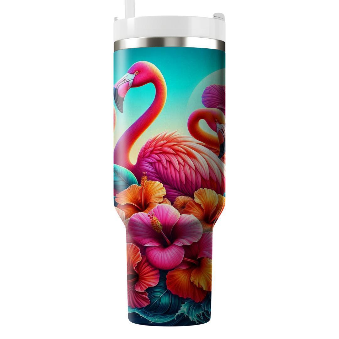 Fiery Flamingo Hibiscus  Insulated Tumblers