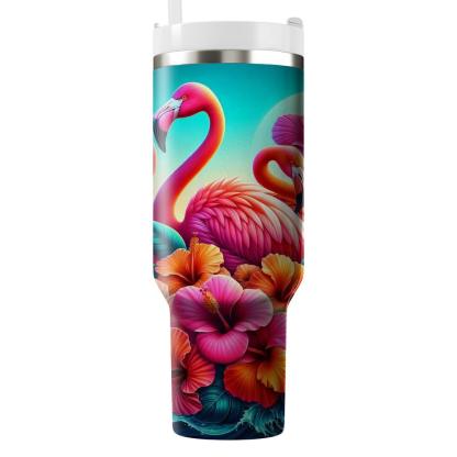 Fiery Flamingo Hibiscus  Insulated Tumblers