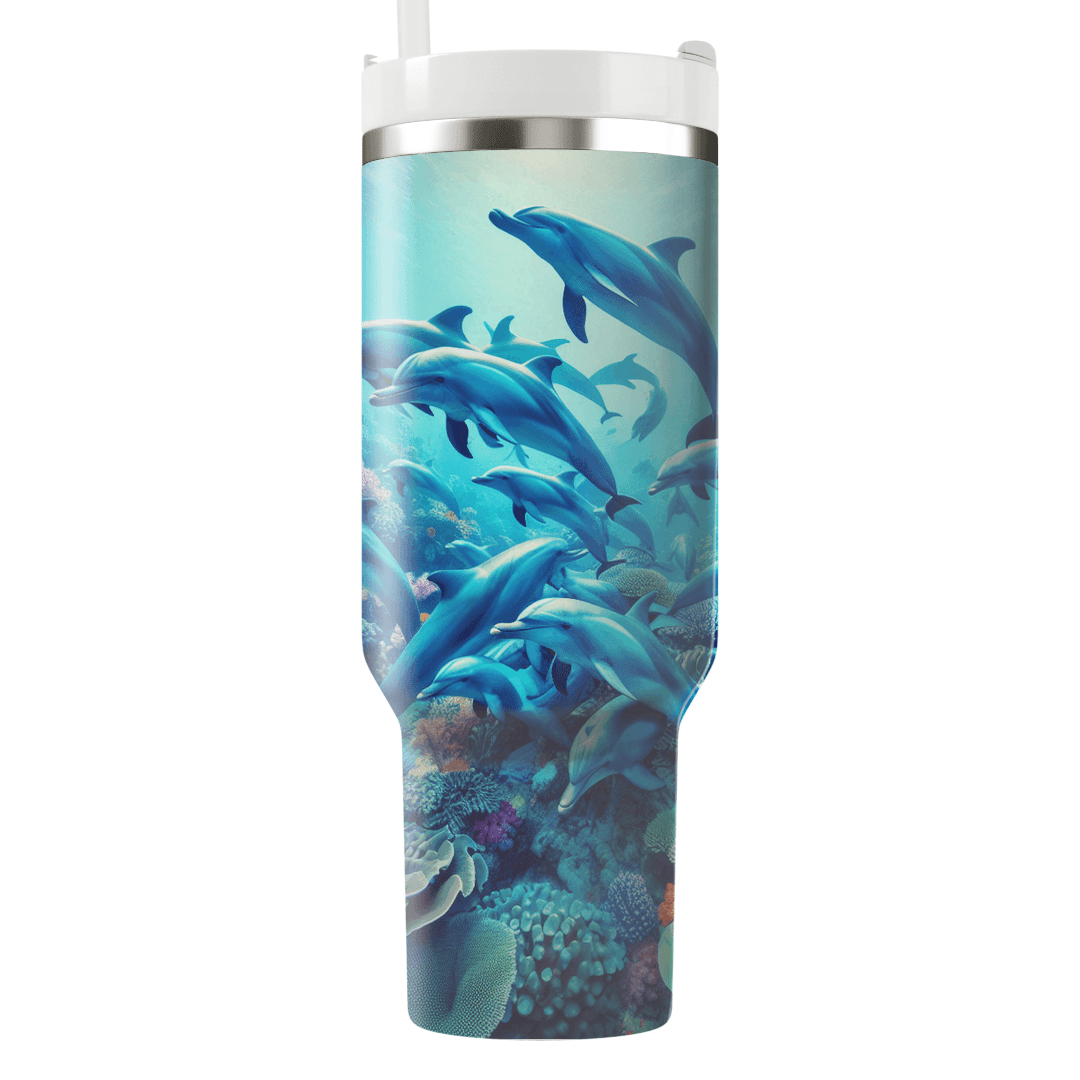Playful Dolphins Ocean  Tumbler Cups