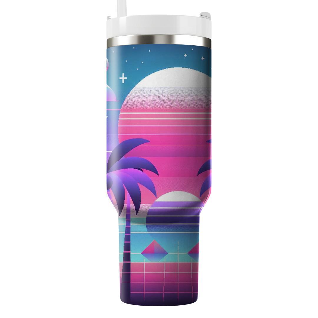 Retro Synthwave Paradise  Personalized Tumblers