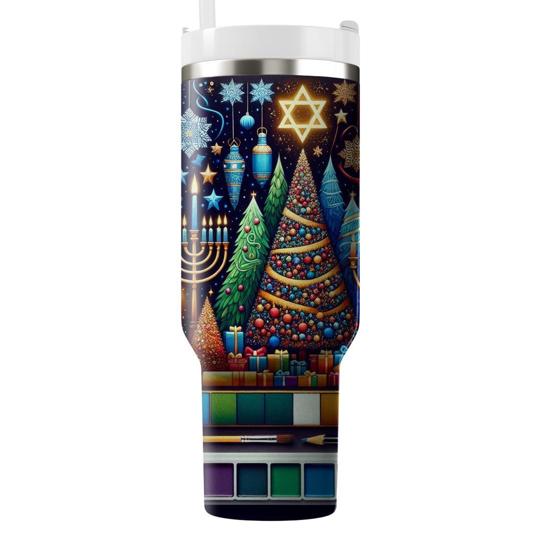 Festive Fusion - Christmas And Hanukkah  Decorative Tumblers