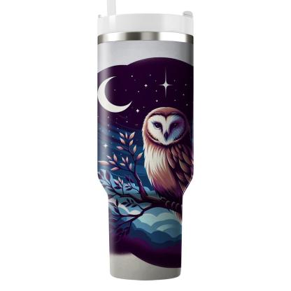 Dreamy Owl Gaze  Travel Tumblers