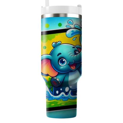 Whimsical Elephant Joy  Tumblers With Lids