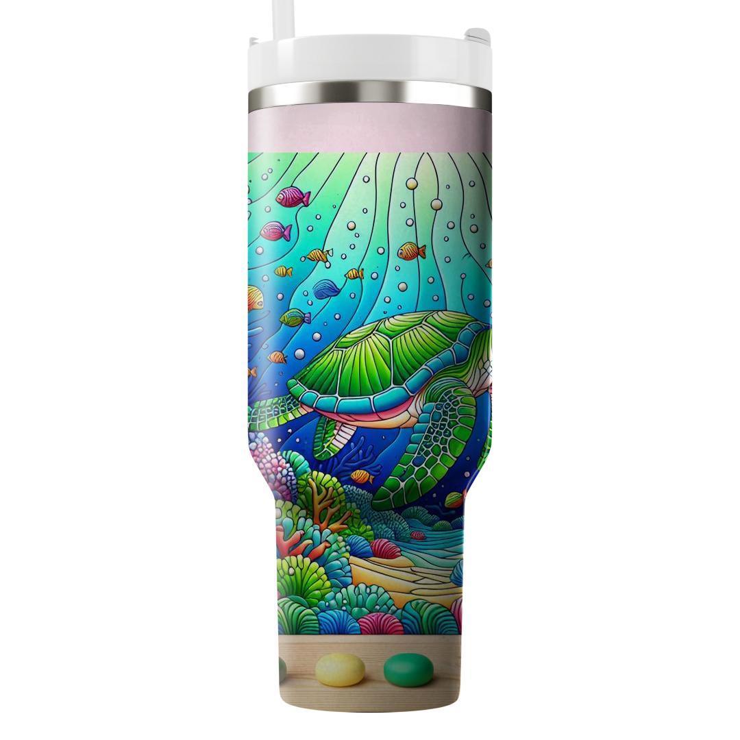 Lively Turtle Ocean Dance  Travel Tumblers