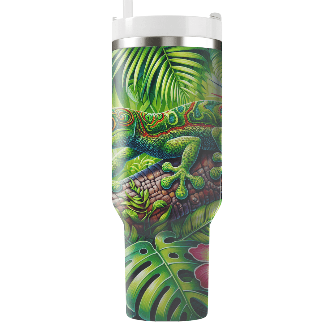 Funky Gecko On A Branch  Tumblers With Lids