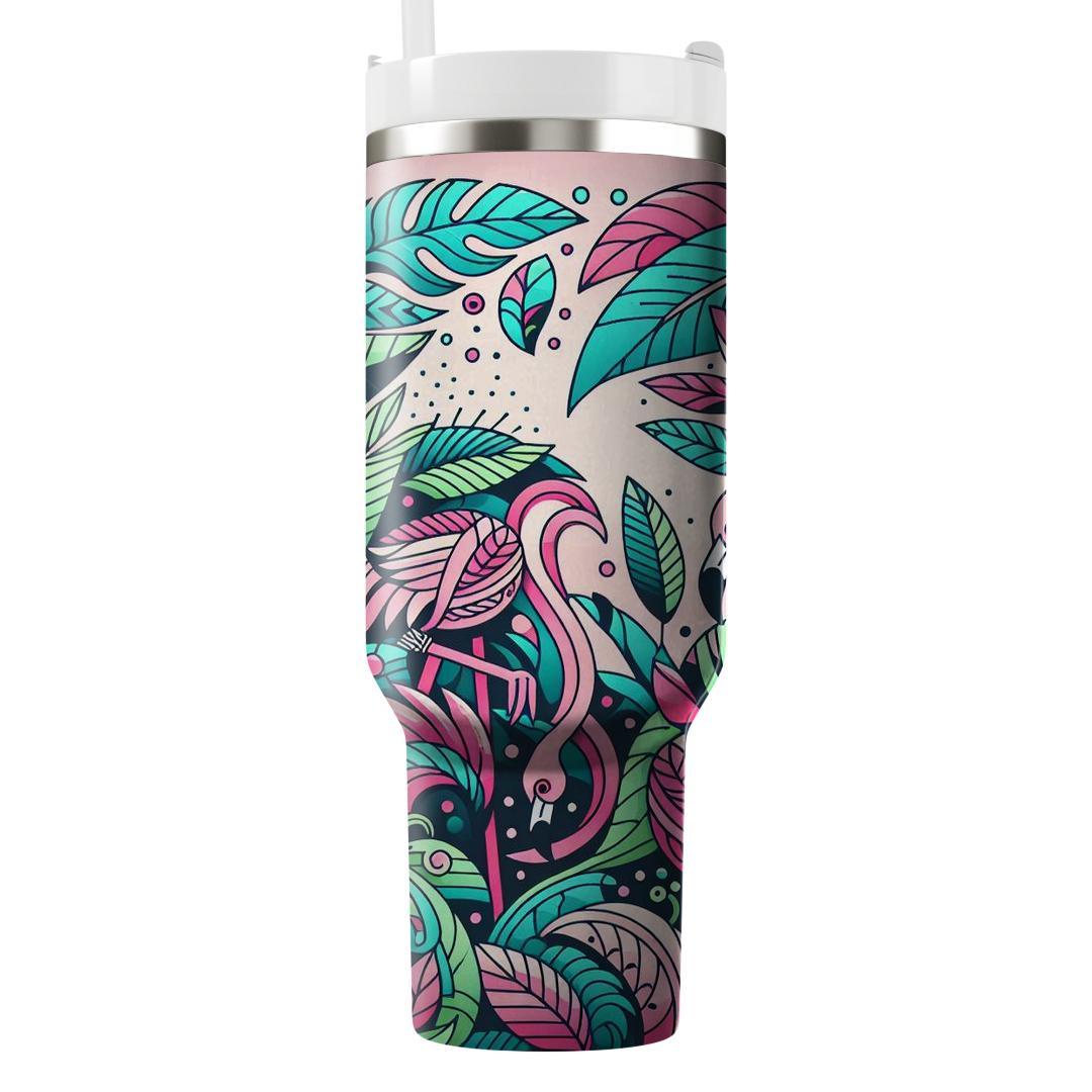 Summer Flamingo Flock  Tumbler Cups