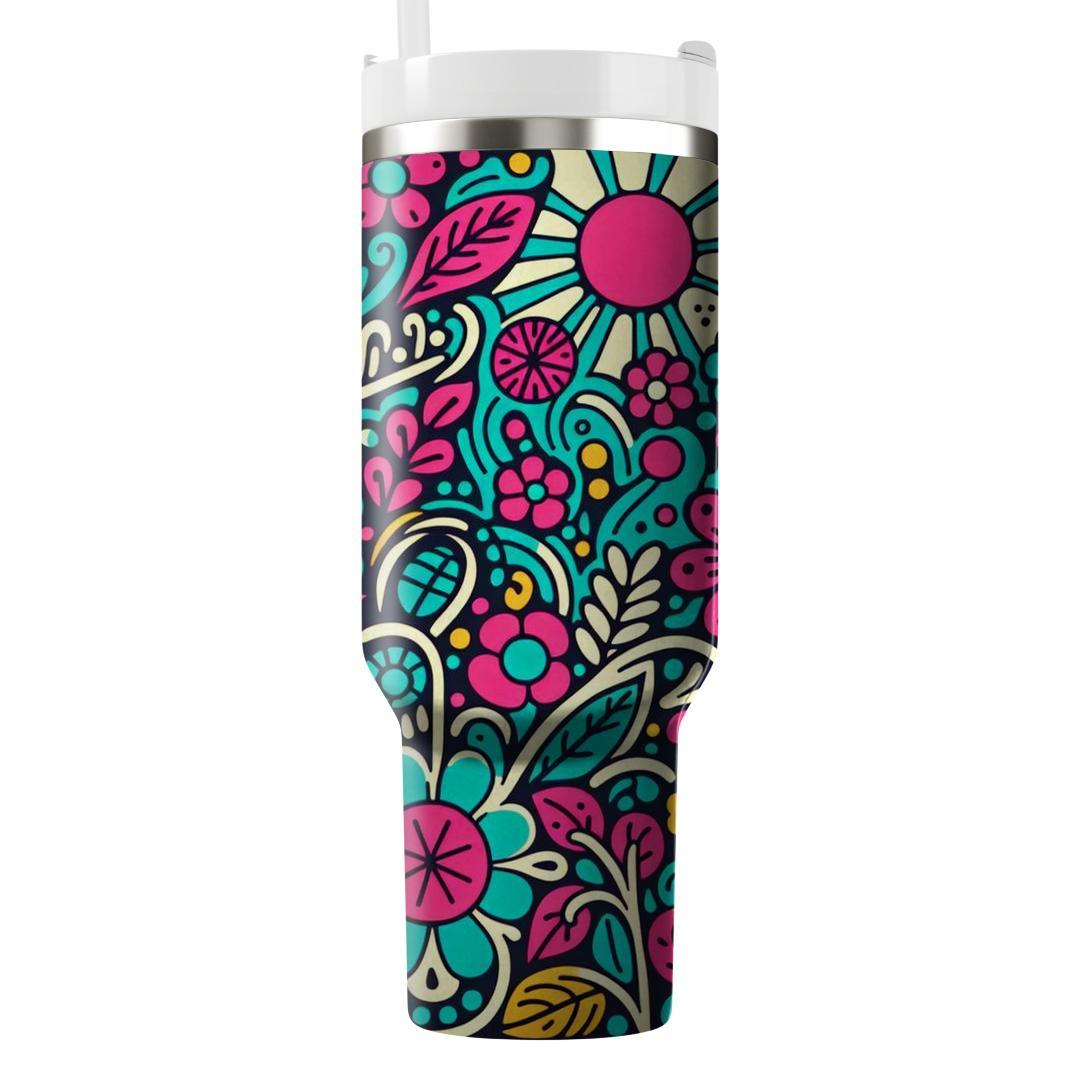 Funky Floral Doodles  Tumbler Cups