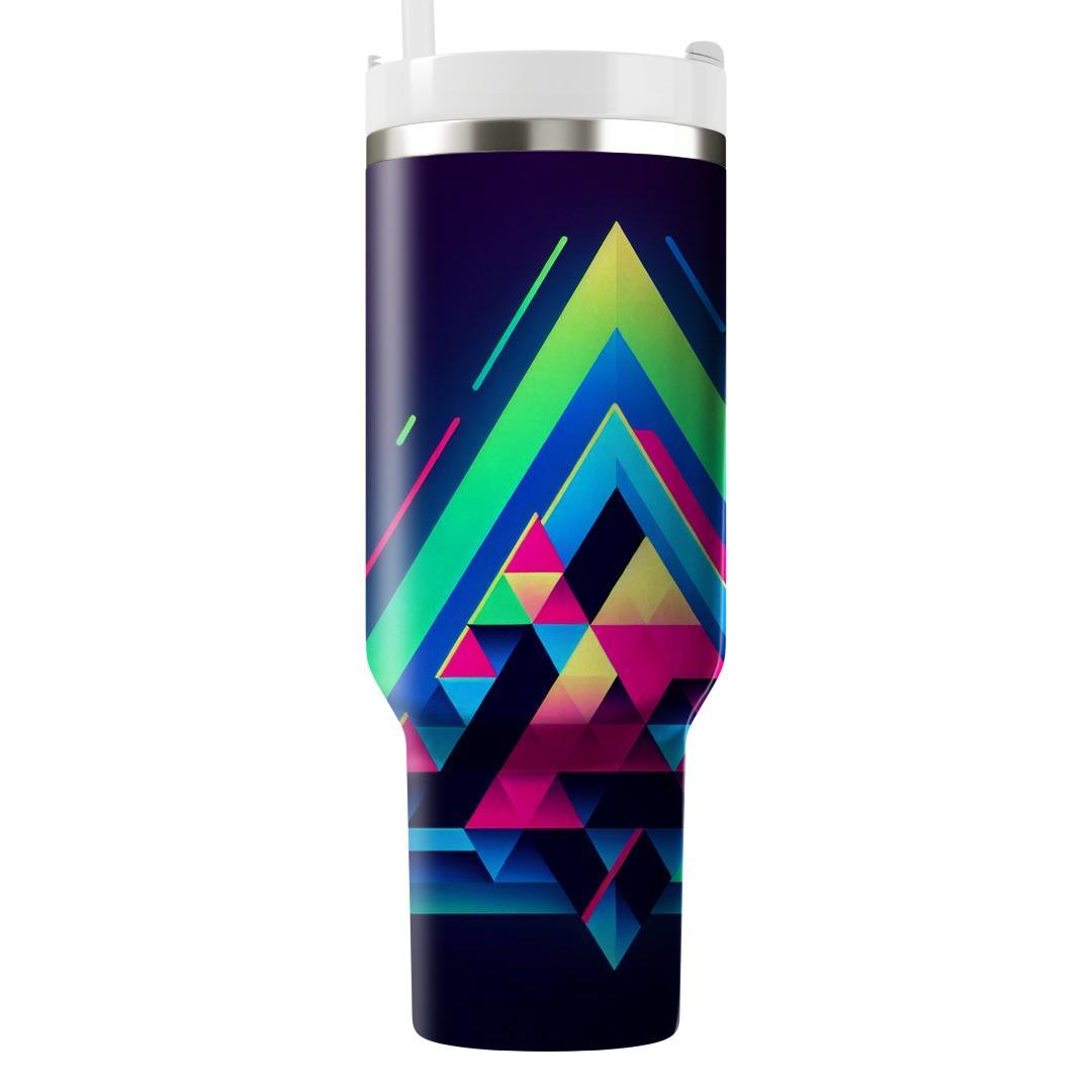 Neon Retro Triangles  Custom Tumblers