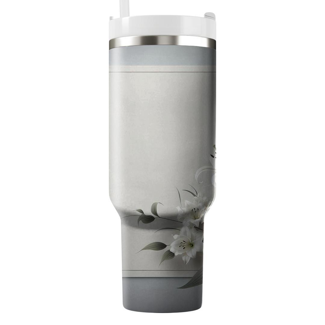 Classic White Lily Serenity  Unique Tumblers