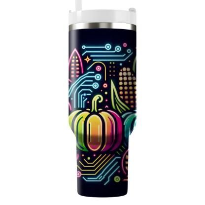 Digital Harvest - Futuristic Thanksgiving  Tumblers With Lids