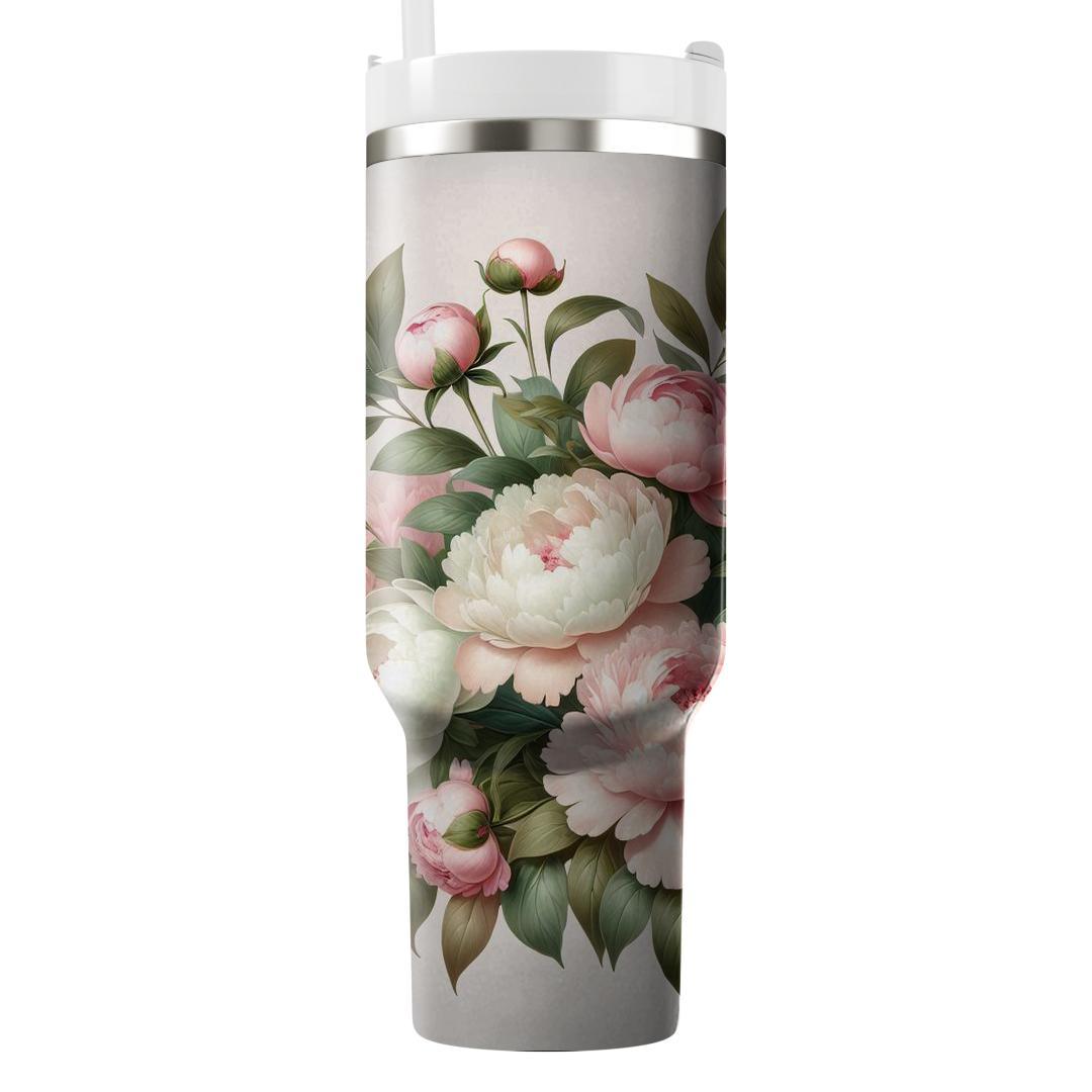 Pink Peony Perfection Personalized Tumblers