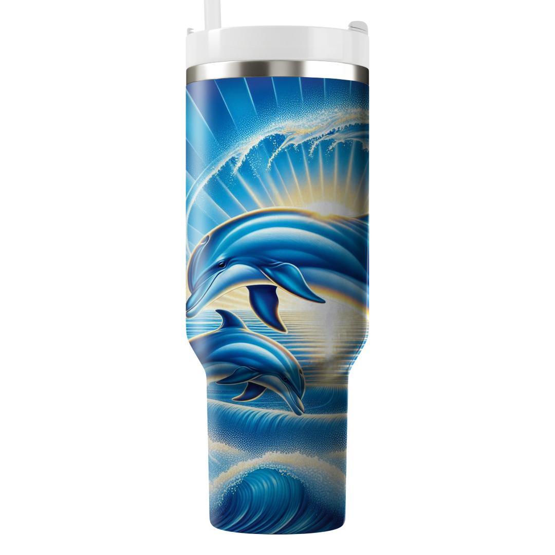 Ocean Wave Dolphin Dance  Travel Tumblers