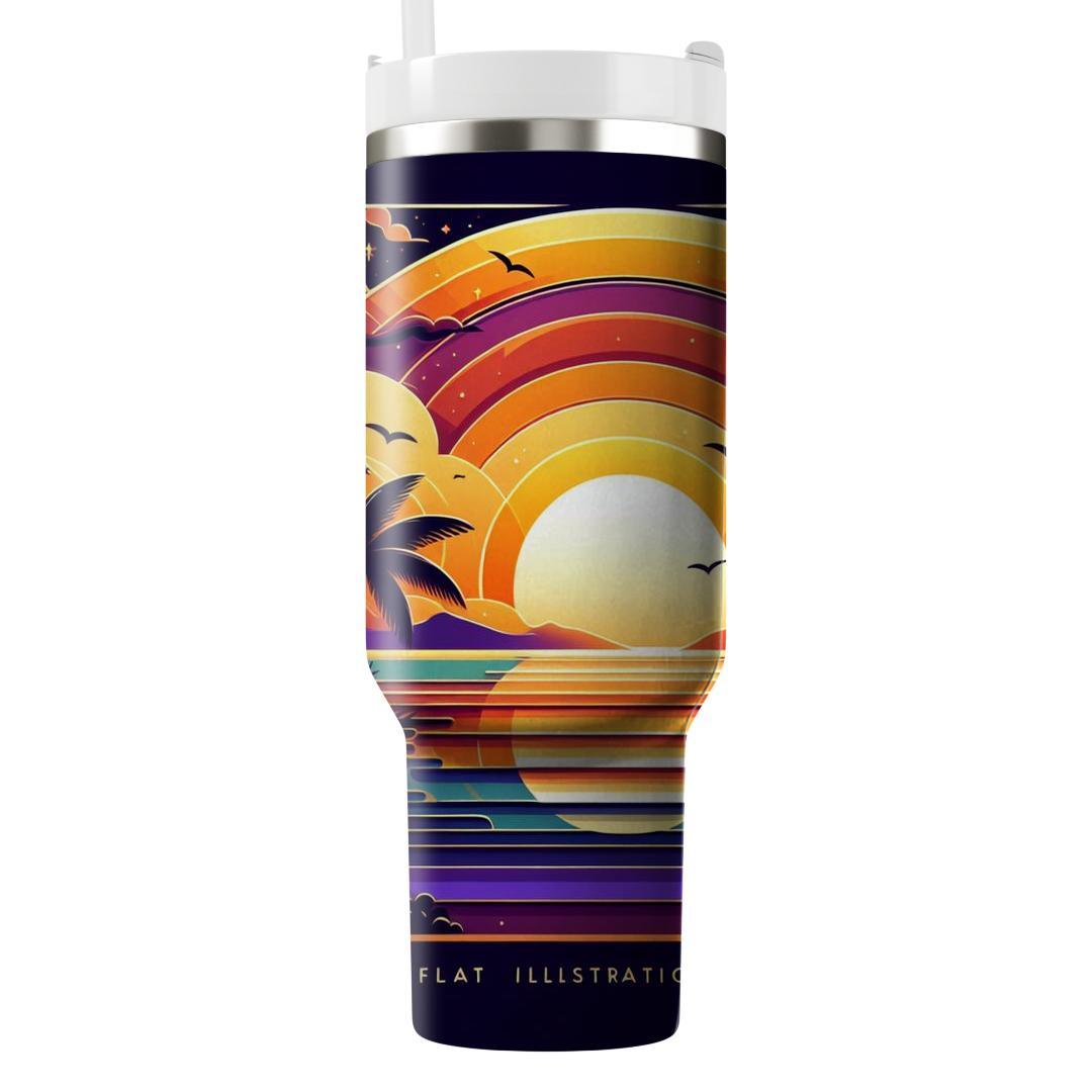 Golden Sunset Oasis  Travel Tumblers