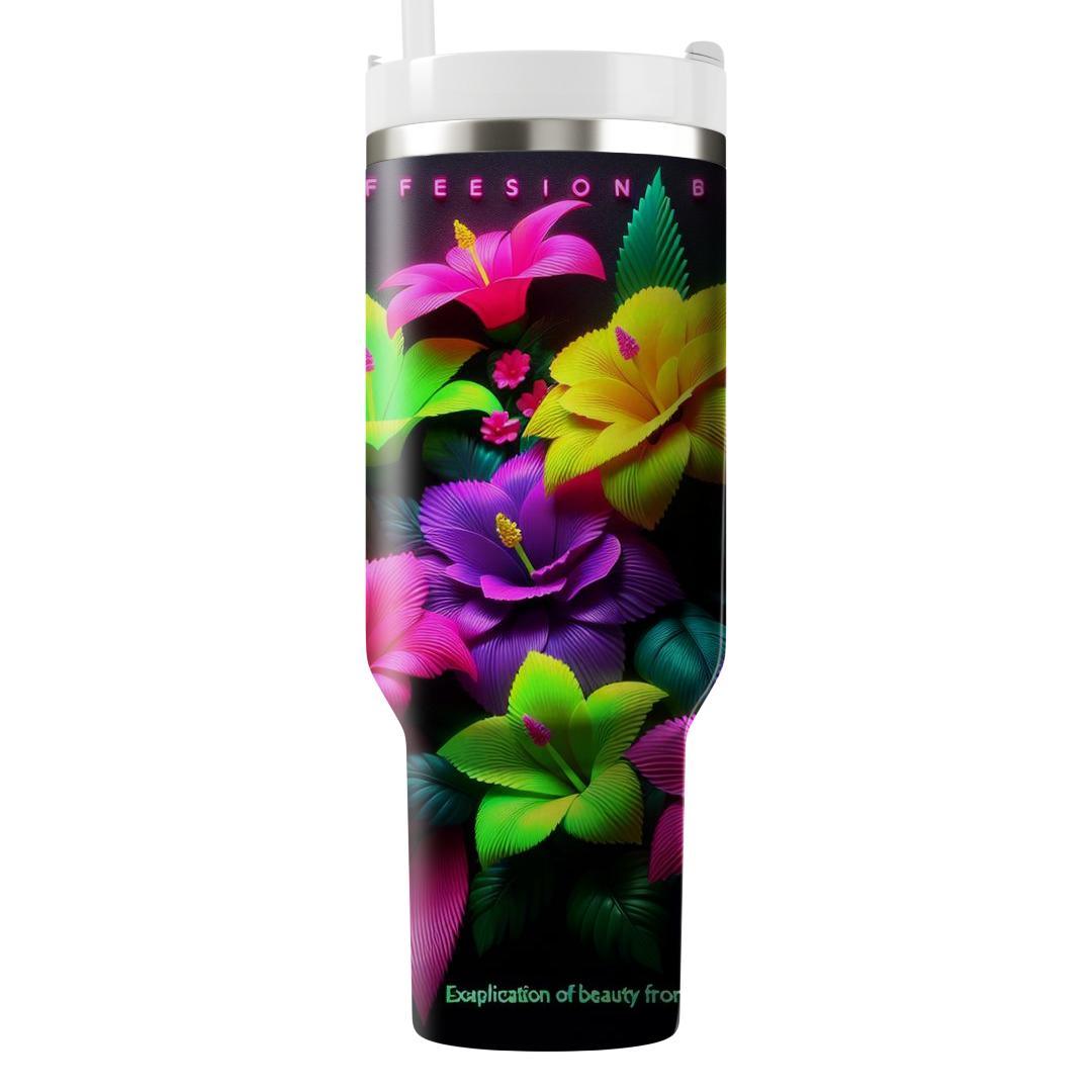 Neon Pop Flowers  Personalized Tumblers