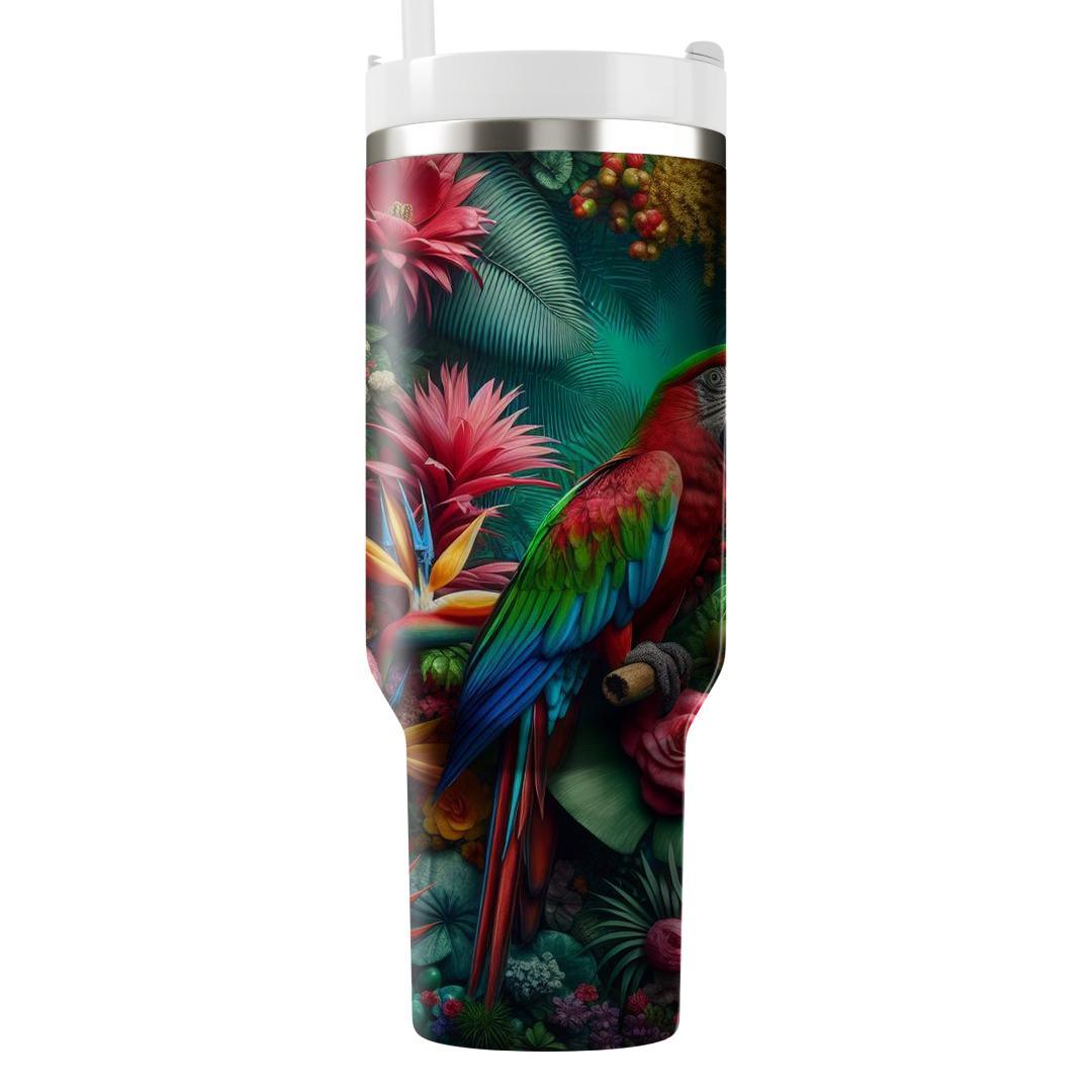 Vibrant Parrot Dance  Travel Tumblers