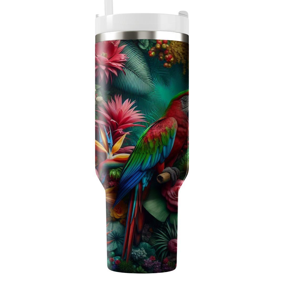 Vibrant Parrot Dance  Travel Tumblers