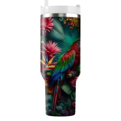 Vibrant Parrot Dance  Travel Tumblers