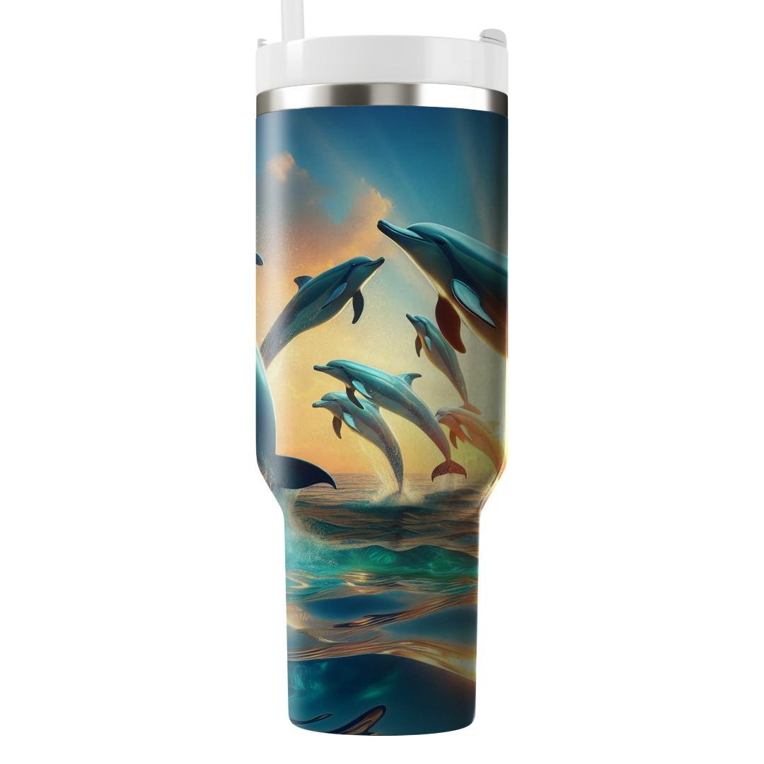 Playful Dolphin Lagoon  Travel Tumblers