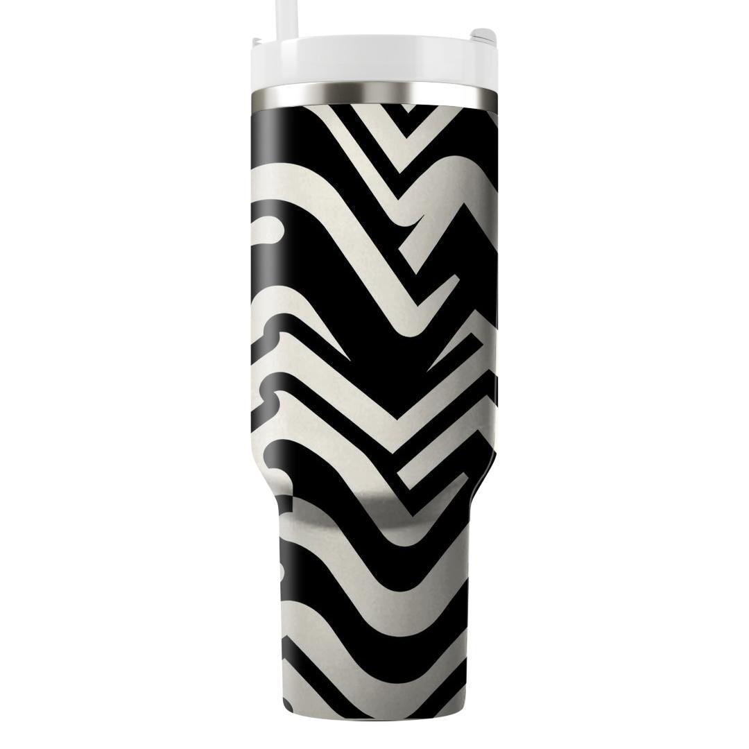Abstract Zigzag Cascade  Tumblers With Lids