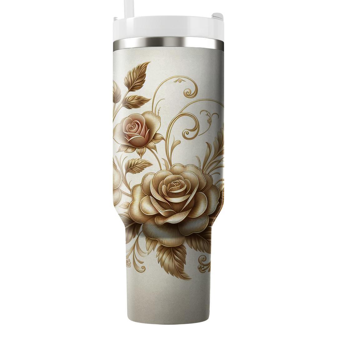 Golden Floral Dreamscape  Unique Tumblers