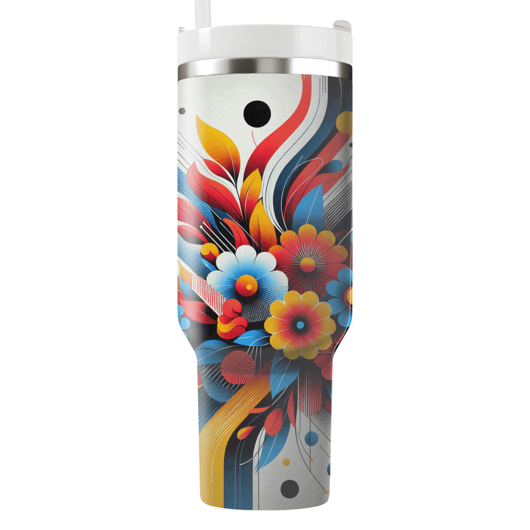 Dynamic Floral Fusion  Tumblers With Lids