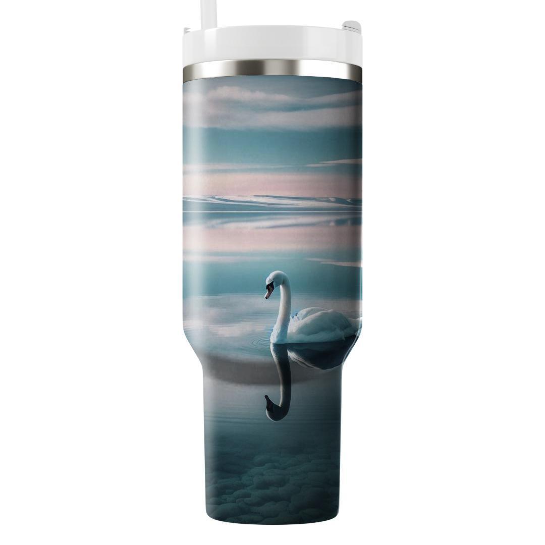 Tranquil Swan Reflection  Travel Tumblers