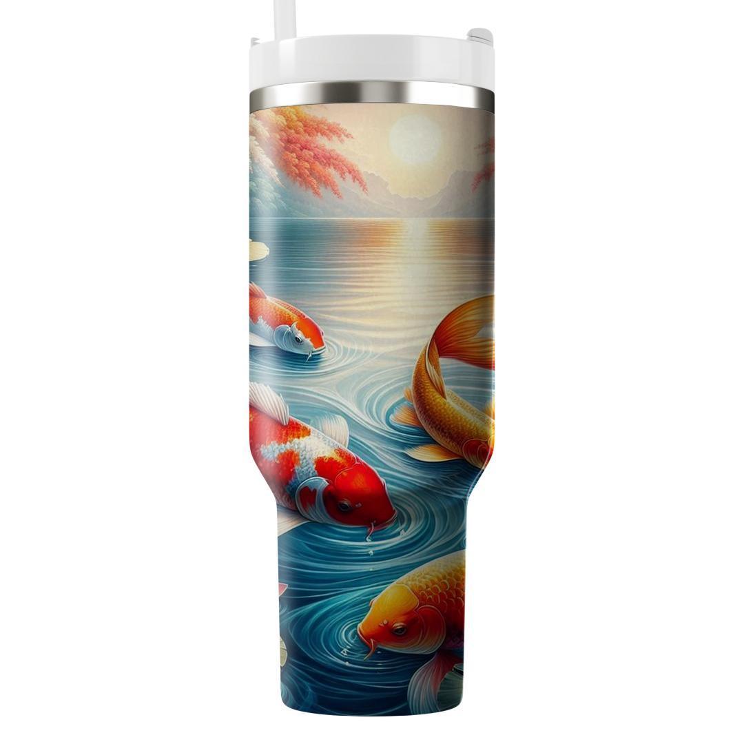 Colorful Fish Pond  Tumblers With Lids