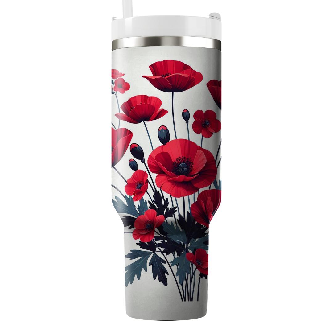 Crimson Poppy Reverie  Unique Tumblers