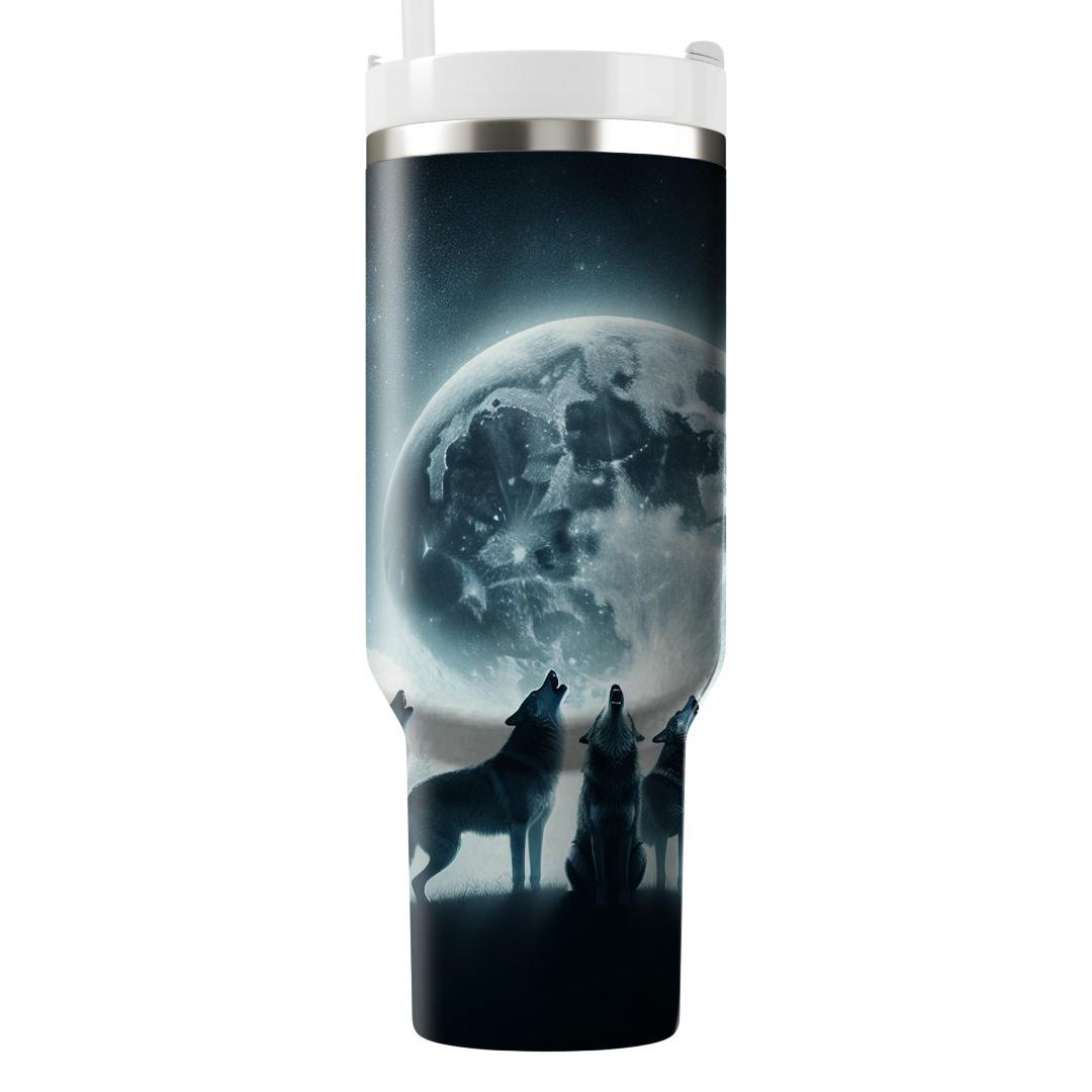Mystical Wolf Moonlit  Travel Tumblers